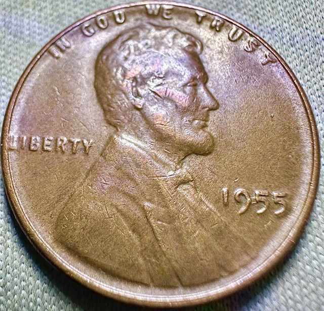 1955-Lincoln-Cent--Poor-Man's-DD,-Die-Crack,-Retained-Cud,-Die-Chip-