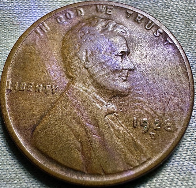 1928-D-Lincoln-Wheat-Cent--Spike-Head,-RPM,-Lam,-DDD,-Die-Chip-