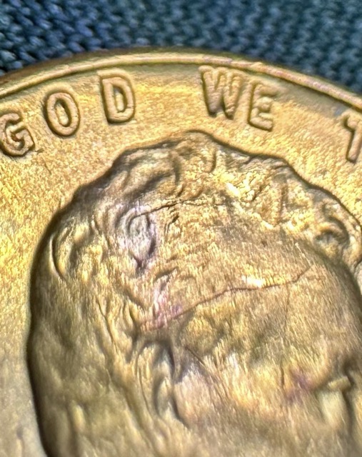 1960-D-Lincoln-Cent-Bie,-Cracked-Skull,-Die-Chips--And-Fold-Over-Lamination?