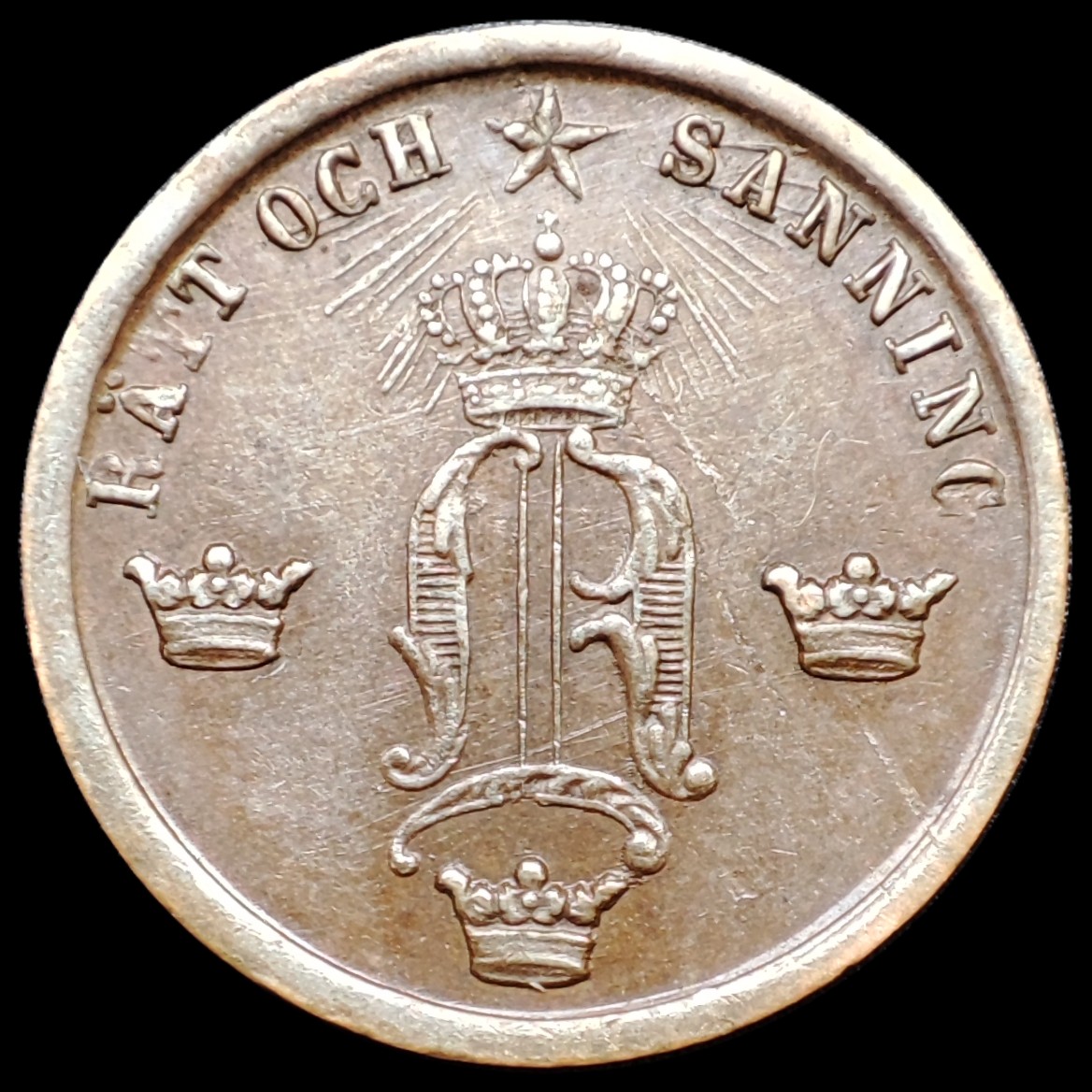 1/2-�re-1858/7-Sweden---Overdate-8/7