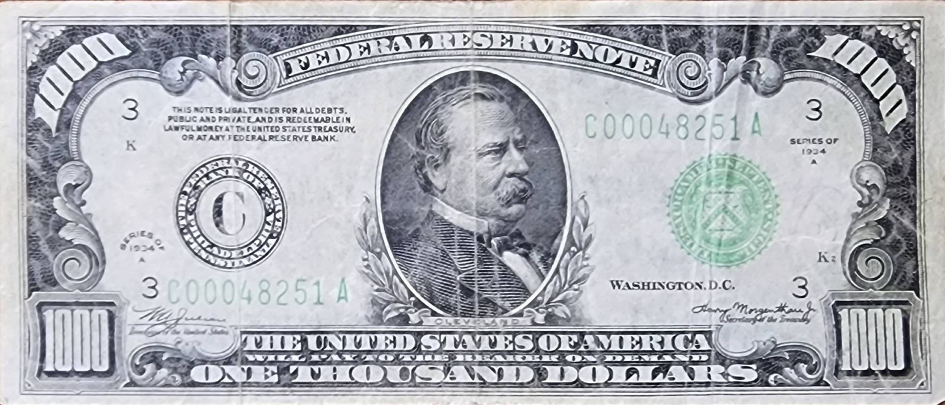 1934A-$1000-Bank-Note-Just-Aquirred.