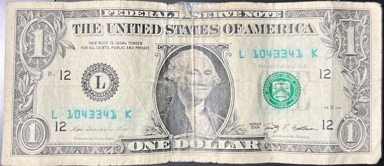 2009-$1-Dollar-Bill-Has-Unusal-Serial-Number,-1-Digit-Missing,-&-Appears-To-Have-2-Digits-Missing