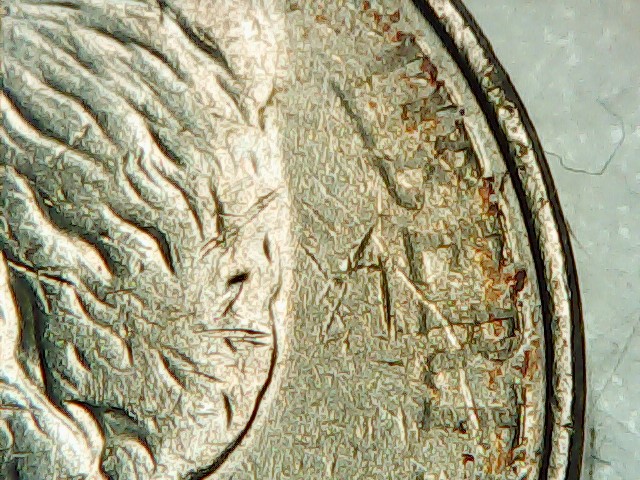 2004-P-Nickel-Stuck-Through-Grease?-Almost-All-Front-Lettering-Missing