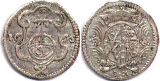 1696-?---Coin-/-Token.--I-K-?--3-Something.-Temple?-With-Crown-Above.