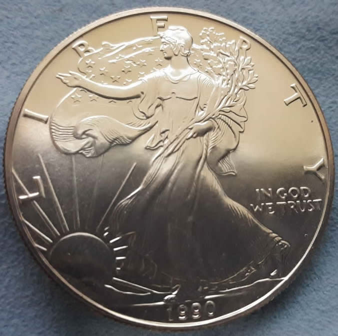 1990-P-American-Silver-Eagle-Reverse-Toned-Grade