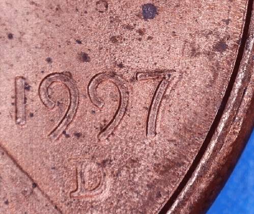 1997-D-Lincoln-Cent-With-A-Shadow-'5'