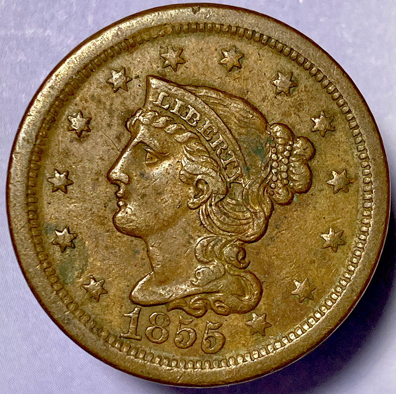 1855-Braided-Hair-Cent---Acetone-/-Verdicare-Experiment