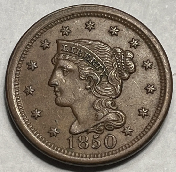 1850-Braided-Hair-Large-Cent---Interested-In-Opinions