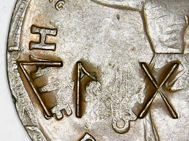 1953-Halfpenny-With-Ex-17-Stamp---Very-Curious