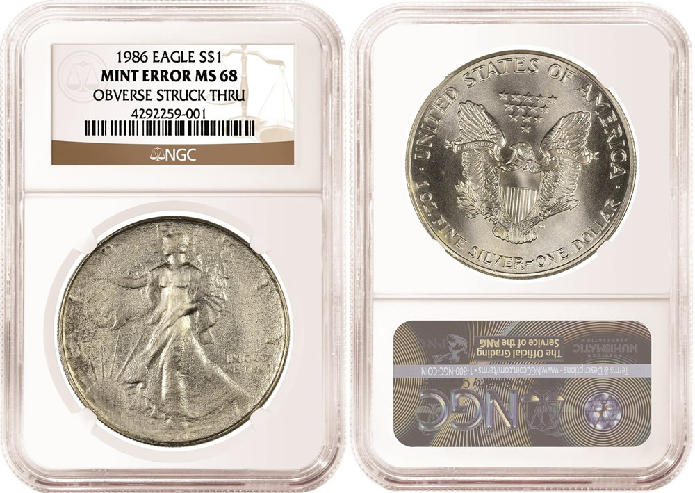 Error-Highlight:-1986-American-Silver-Eagle-Struck-Through-Error-NGC-MS-68