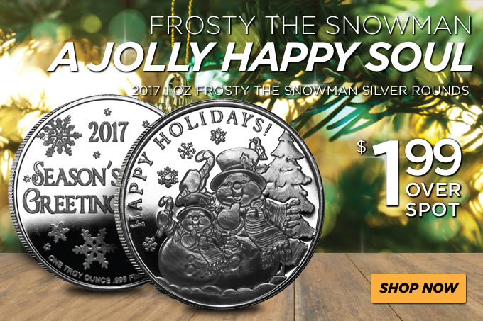 Golden-Eagle-Coin-Sale:-Frosty-The-Snowman-Silver-Rounds-$1.99-Over-Spot