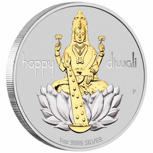 Perth-Mint-New-Release:-Diwali-1oz-Silver-Gilded-Medallion