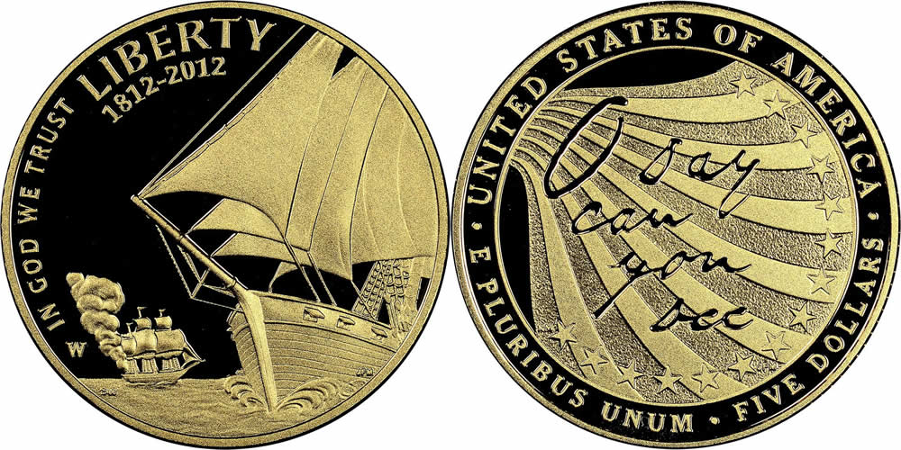 2012-W-Star-Spangled-Banner-$5-Gold-Commemorative-Celebrating-Defenders-Day-In-Maryland