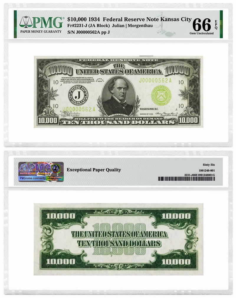 1934-PMG-66-Gem-Uncirculated-EPQ-$10,000-Note-Realizes-$384,000-At-Heritage-Sale