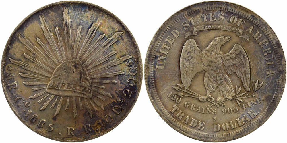 Counterfeit-Detection:-1885-Mexico-8-Reales-/-US-Trade-Dollar-Mule