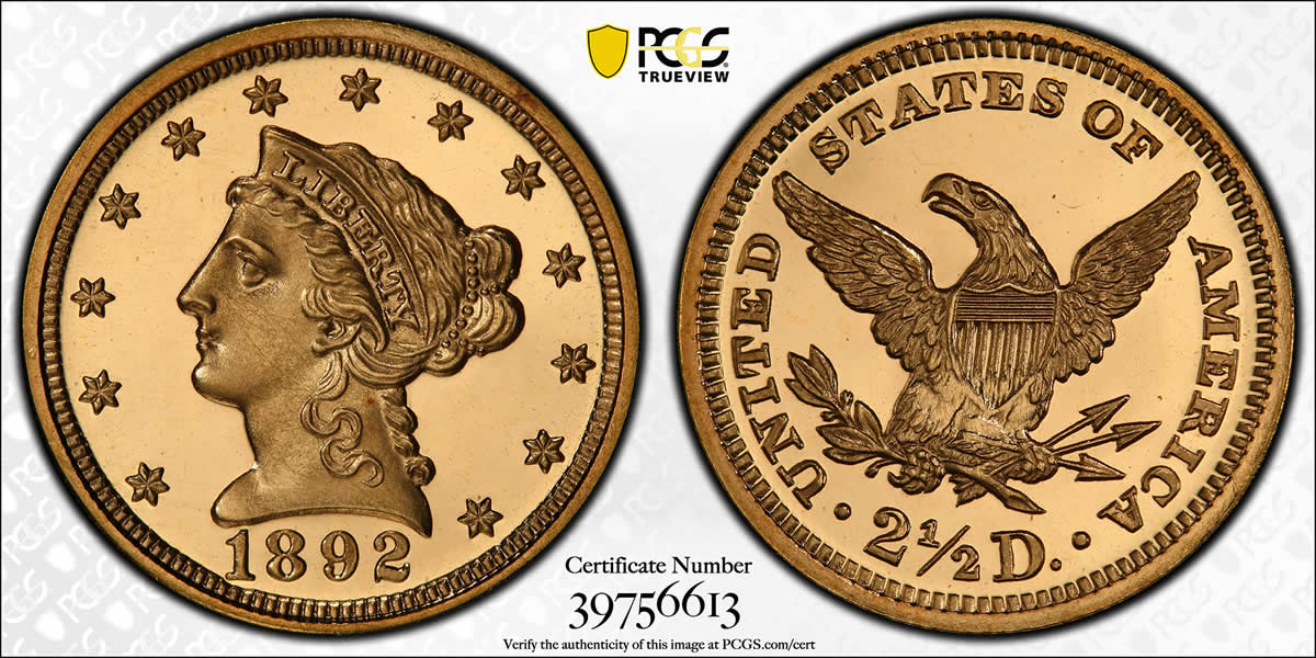 Eye-Candy:-1892-Liberty-Head-$2.50,-PCGS-PR-66-DCAM