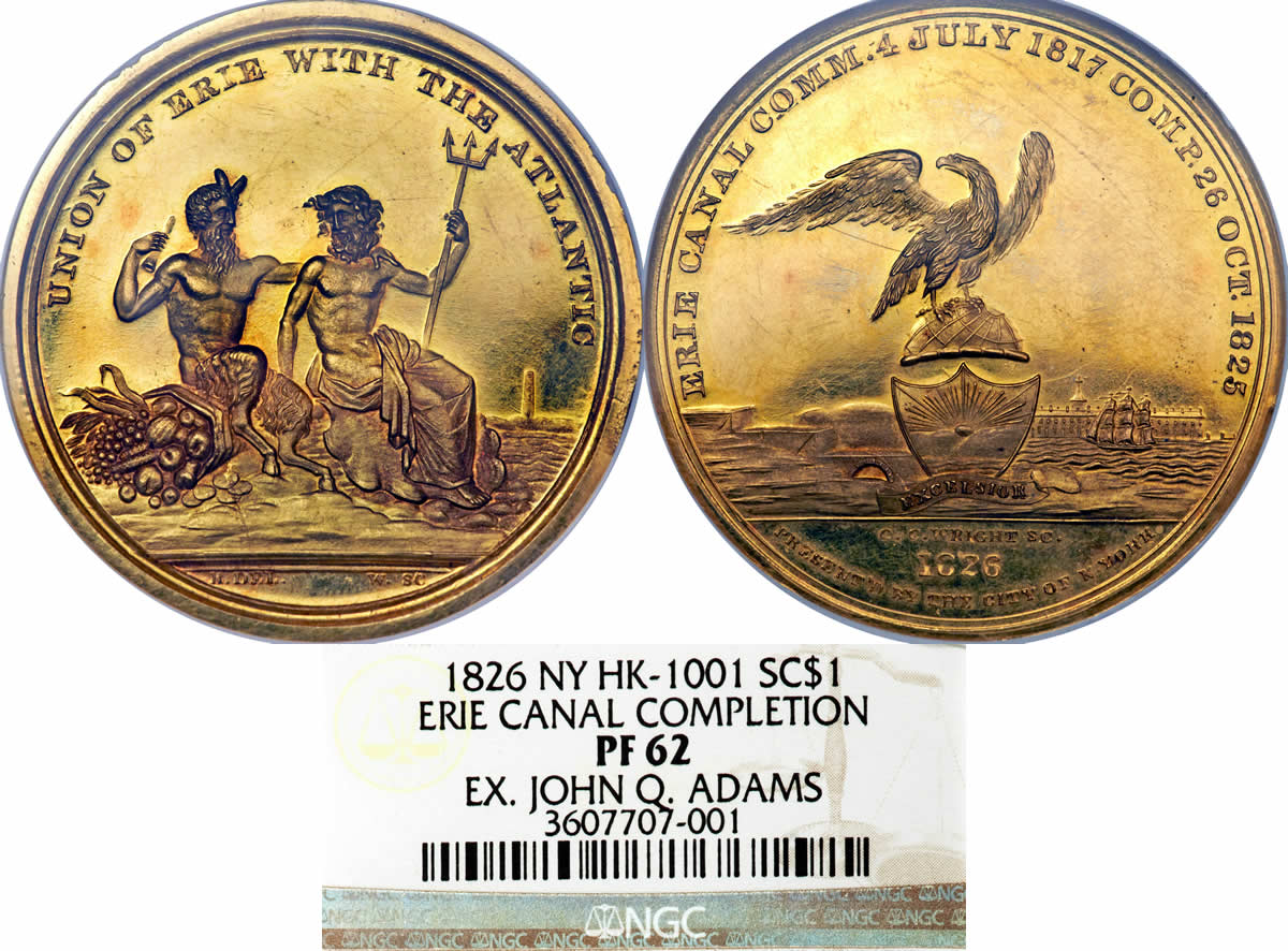 Medal-Monday:-1826-Erie-Canal-Completion-Medal-In-Gold,-NGC-PR-62