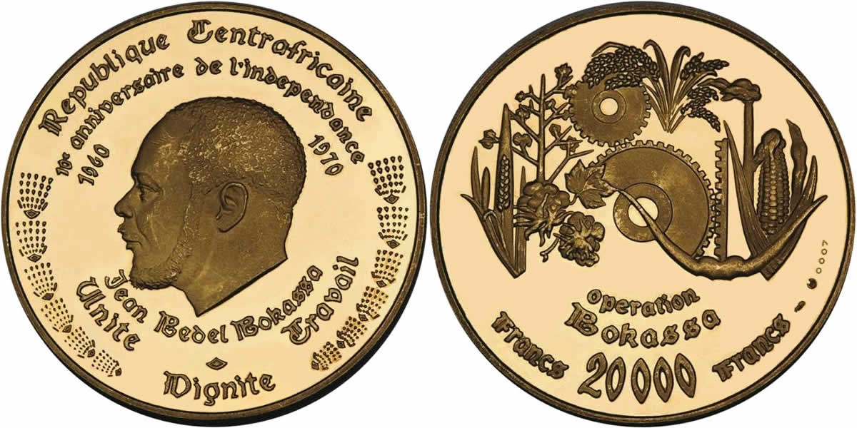 Country-Of-The-Day:-Central-African-Republic,-Gold-20000-Francs-10th-Anniversary-Of-Independence