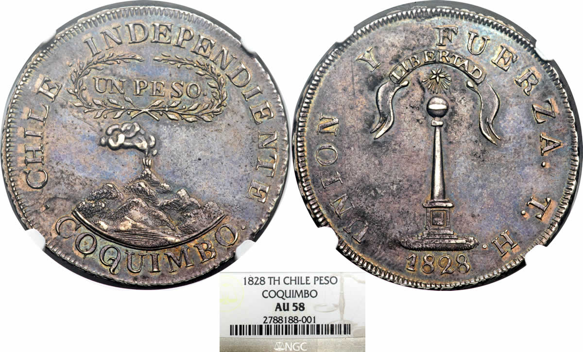 Country-Of-The-Day:-Chile,-1828-Th-Republic-Coquimbo-Peso-NGC-AU-58-CAC