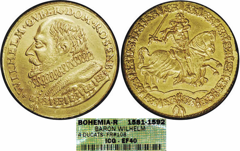 Country-Of-The-Day:-Czech-Republic,-1581-1592-Baron-Wilhelm-Gold-4-Ducats-ICG-XF40