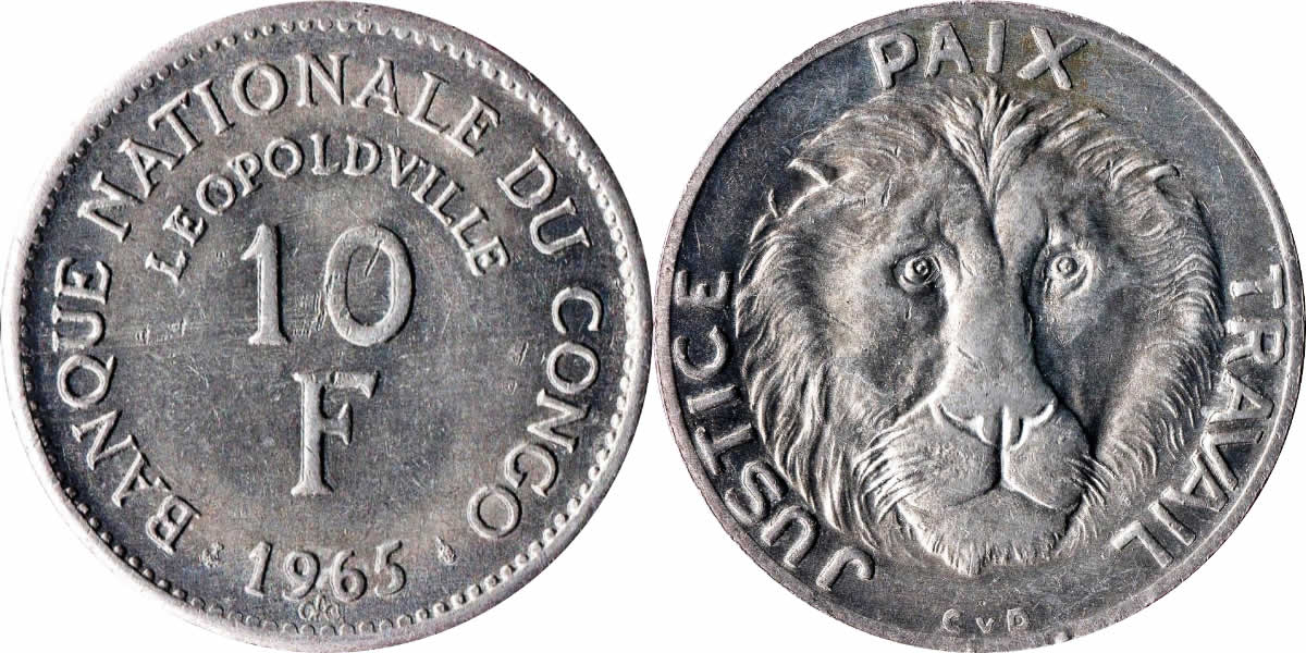 Country-Of-The-Day:-Democratic-Republic-Of-Congo,-1965-10-Francs