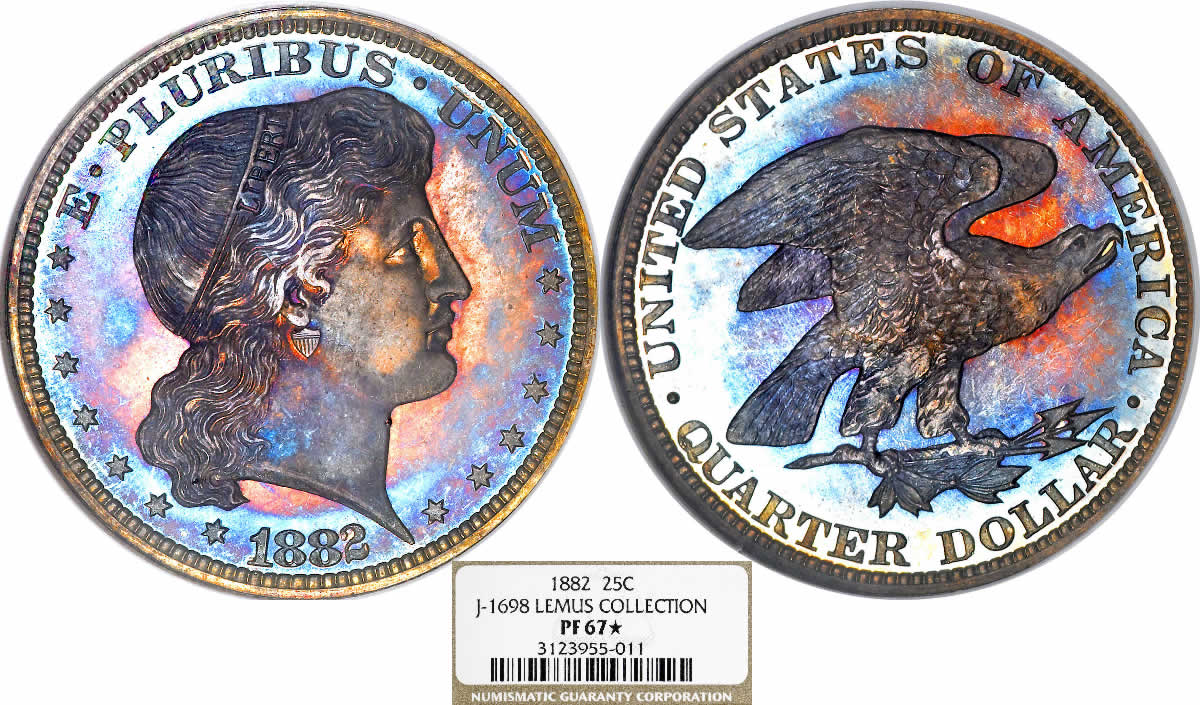 Shield-Saturday:-1882-Shield-Earring-Pattern-Quarter-NGC-PF67★-J-1698