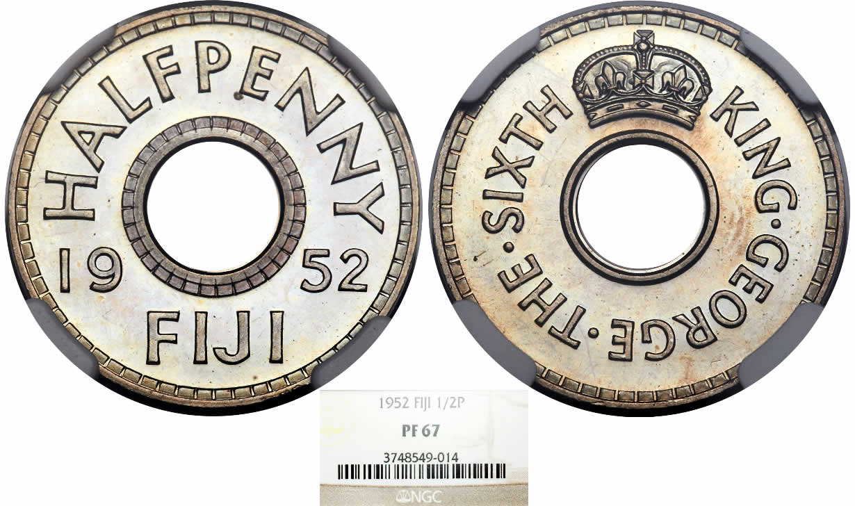 Country-Of-The-Day:-Fiji,-1952-George-VI-Proof-Half-Penny-NGC-PF67