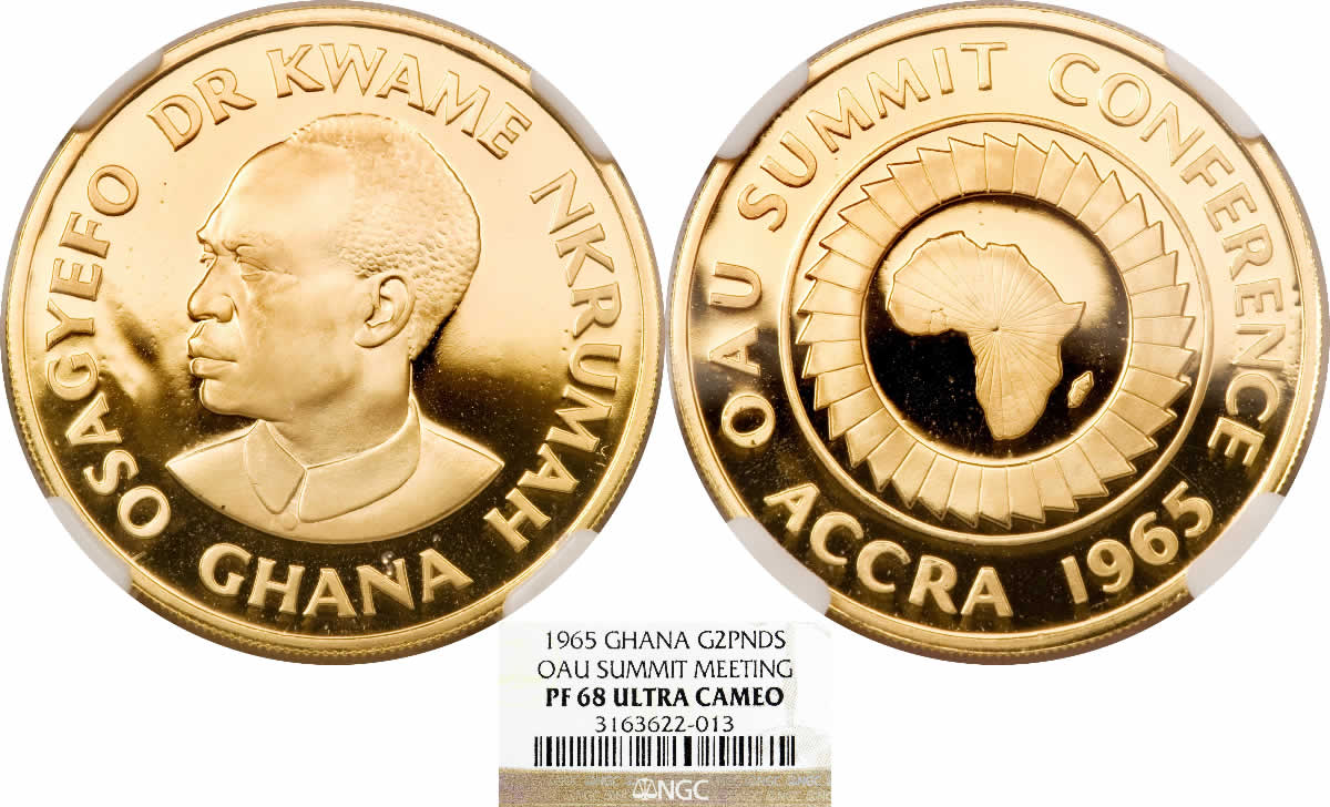 Country-Of-The-Day:-Ghana,-1965-Republic-Gold-2-Pounds-NGC-PF68-Ultra-Cameo