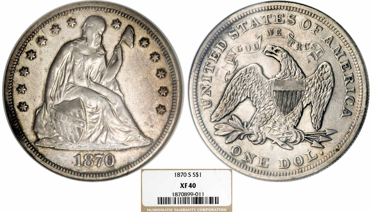 Seated-Saturday:-1870-S-Seated-Liberty-Dollar,-NGC-XF40