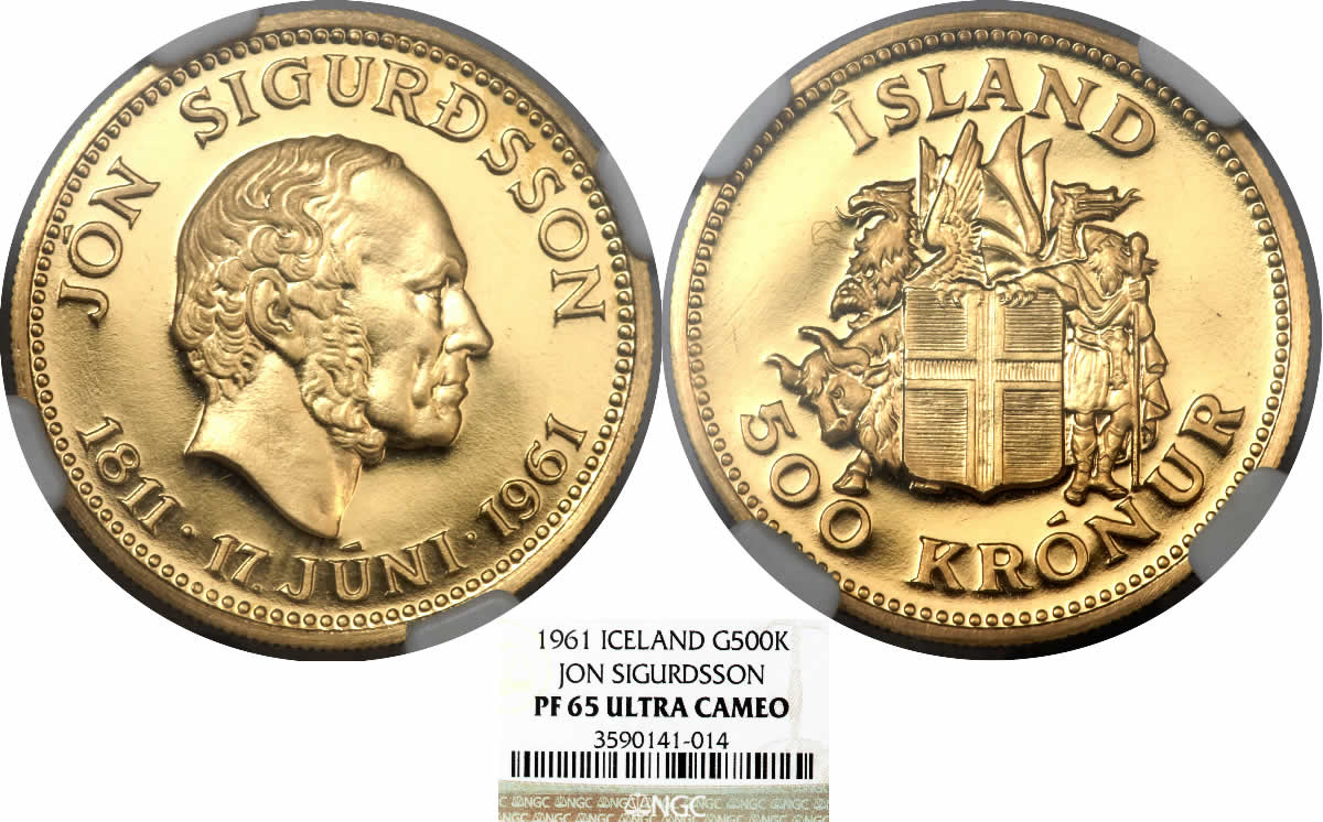 Country-Of-The-Day:-Iceland,-1961-Republic-Proof-Gold-500-Kronur-NGC-PF65-Ultra-Cameo