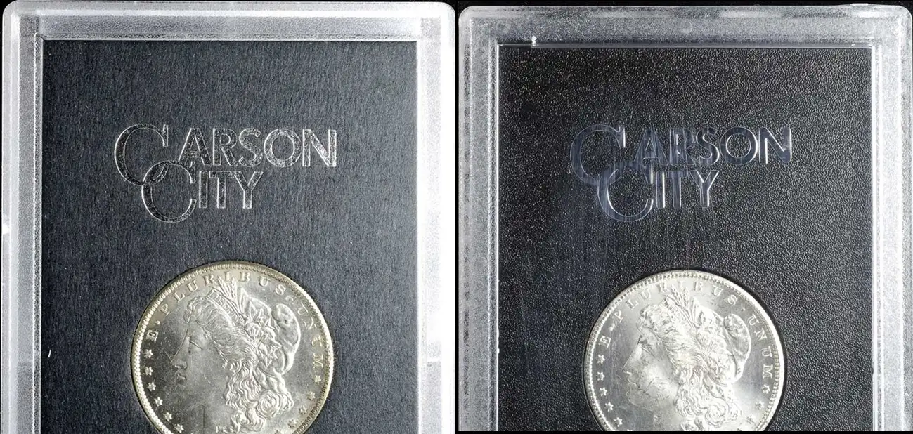 Counterfeit-Detection:-1885-CC-Morgan-Dollar-Counterfeit-In-A-Fake-GSA-Holder