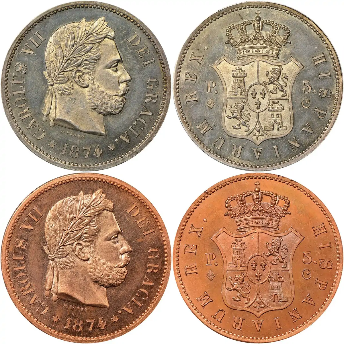 Counterfeit-Detection:-1874-5-Pesetas-In-Silver-And-Bronze