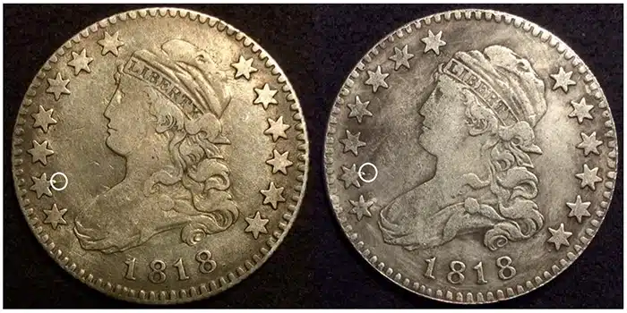 Counterfeit-Detection:-1818-Capped-Bust-Quarter-Counterfeits-In-TPG-Holders