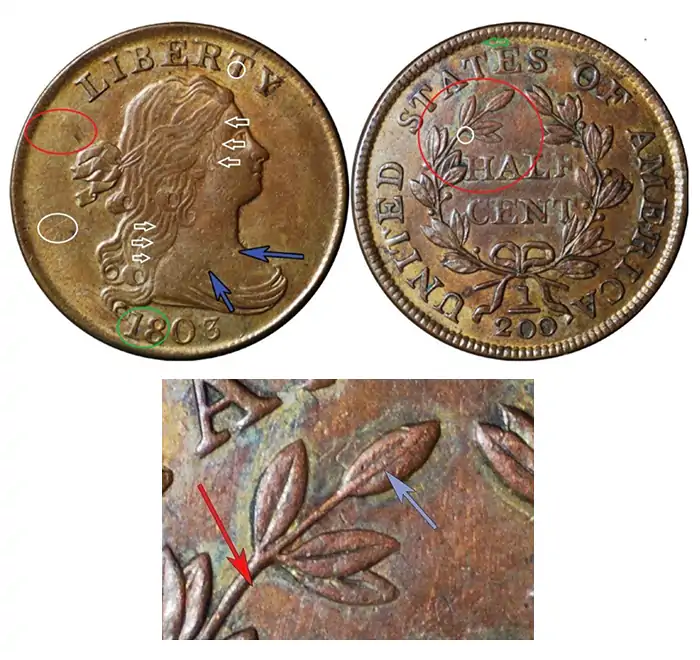 Counterfeit-Detection:-1803-Half-Cent-C-3-Struck-Counterfeit-Coin
