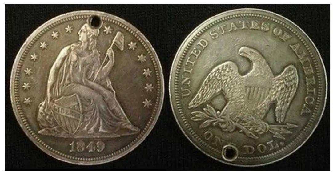 Counterfeit-Detection:-1849-Seated-Liberty-Dollar-Struck-Counterfeit