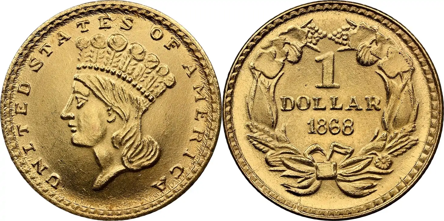 Counterfeit-Detection:-1868-Gold-Indian-Princess-Dollar