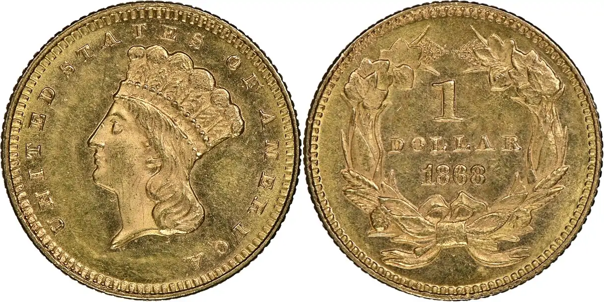 Counterfeit-Detection:-1868-Gold-Indian-Princess-Dollar