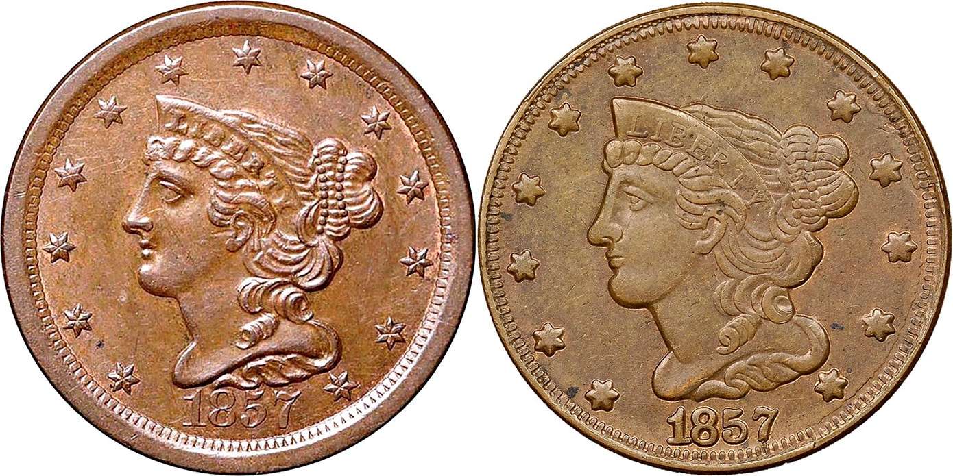 Counterfeit-Detection:-1857-Braided-Hair-Half-Cent