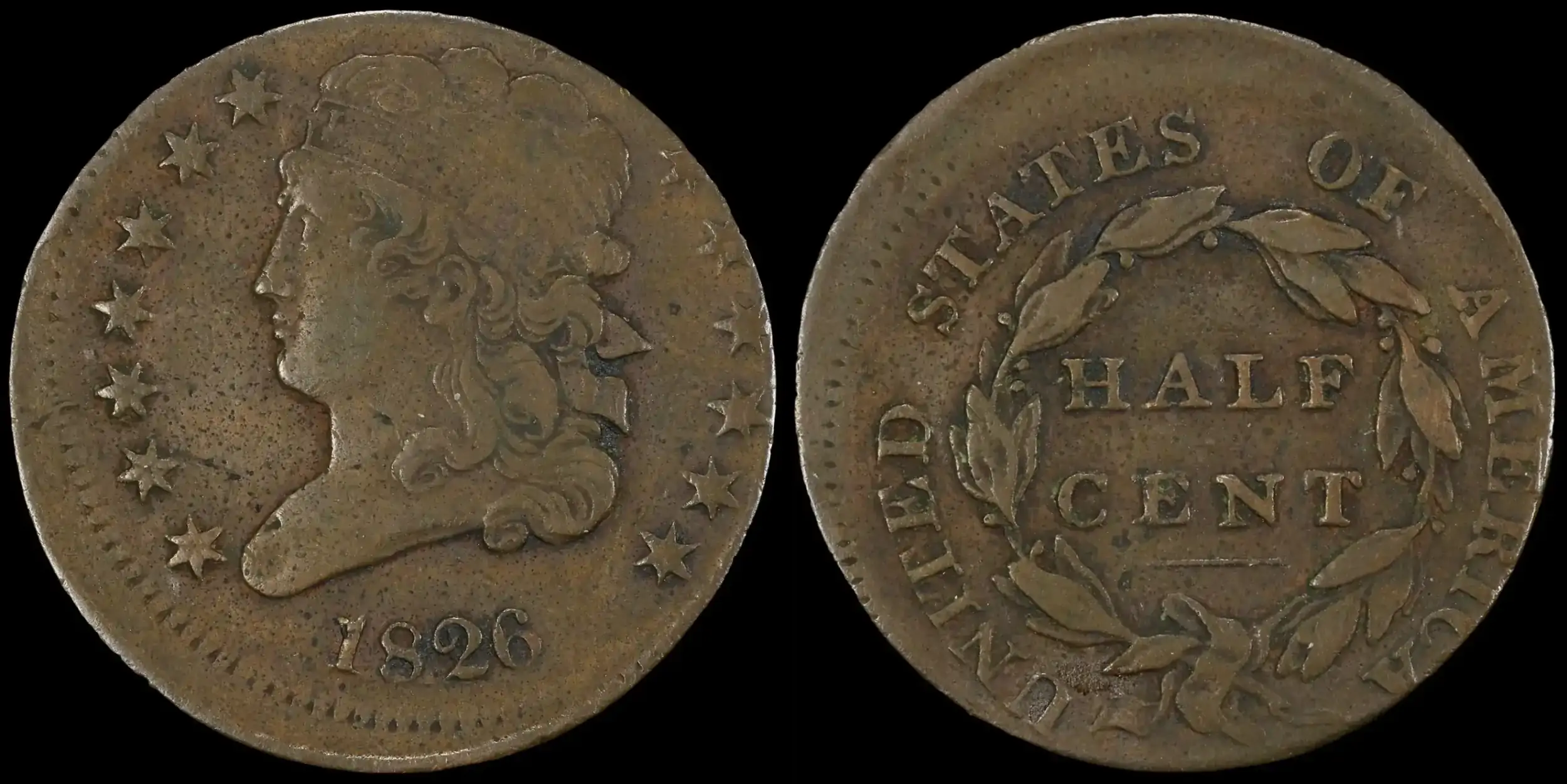 1826-Classic-Head-Half-Cent-Error,-10%-Off-Center,-PCGS-VF-35