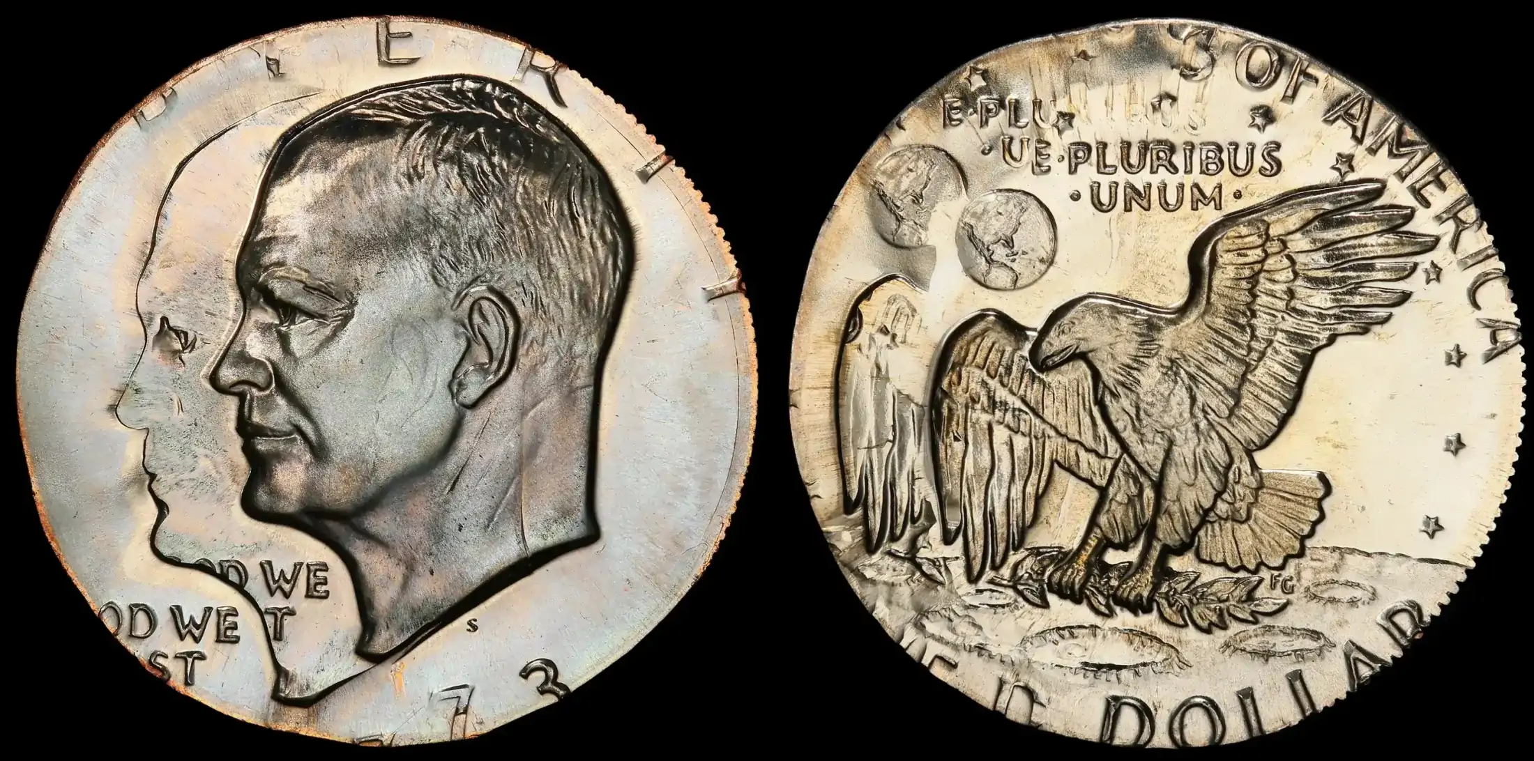 1973-S-Eisenhower-Dollar-Double-Struck-On-A-Quarter-Planchet-PCGS-PR-66