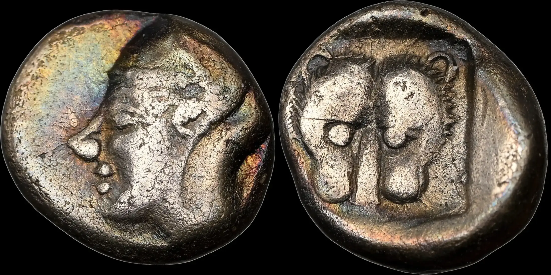 Toner-Tuesday:-Circa-5th-Century-Bc.-AR-Obol-?-Female-Head-/-Lion-Scalp,-Merrill-Gibson-Collection