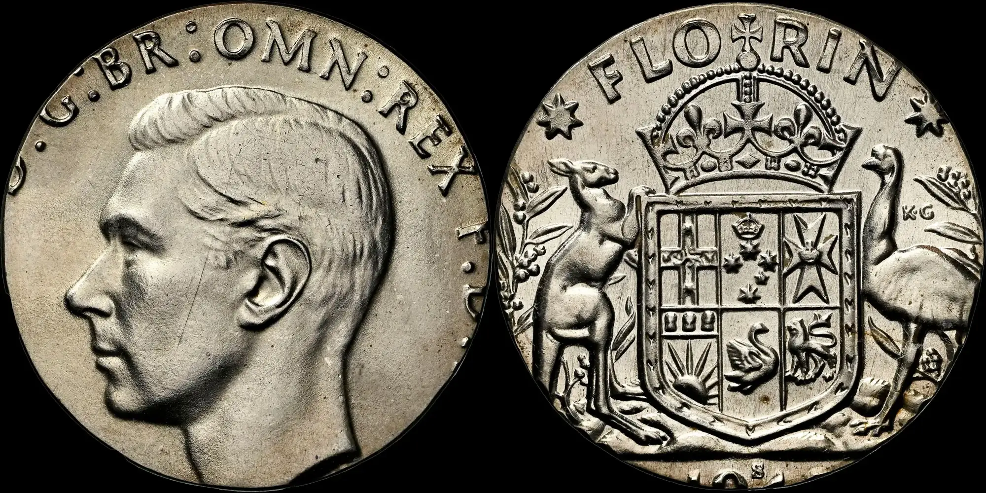 1942-1945-Australia-Florin-Struck-On-A-US-Five-Cent-Silver-Planchet-NGC-MS-62
