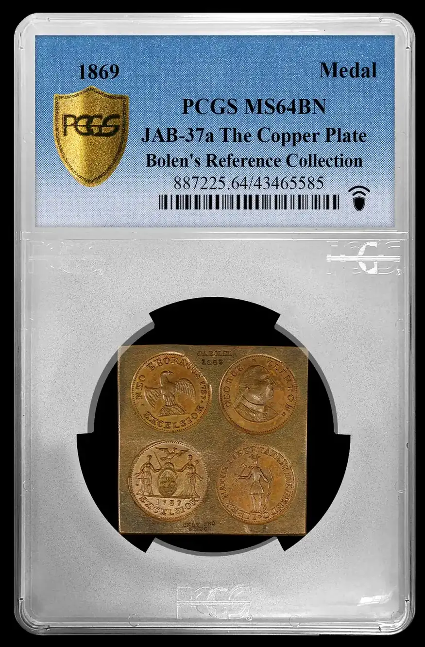 1869-Medal-Jab-37A-The-Copper-Plate-PCGS-MS-64BN---Bolen's-Reference-Collection