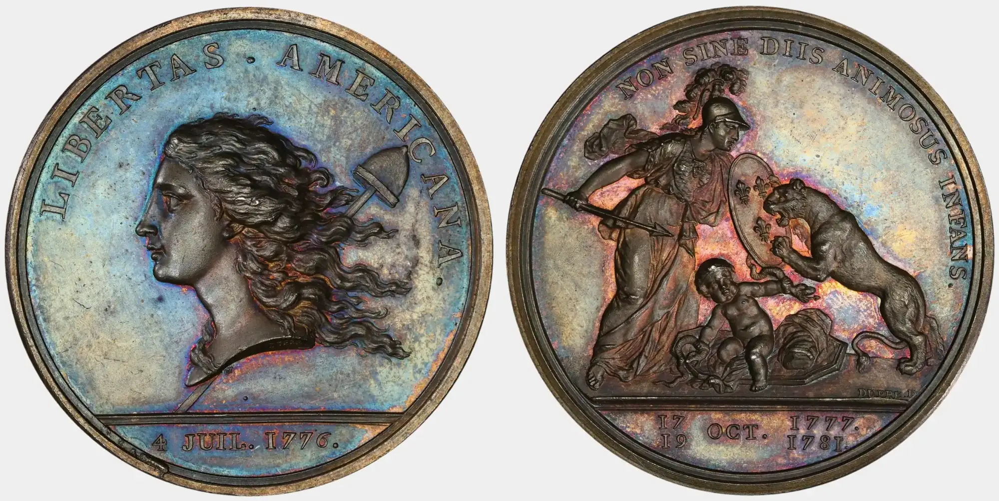1776-1783-Libertas-Americana-AR-Medal-Designed-By-Benjamin-Franklin.-Graded-PCGS-MS-64+-Betts-615