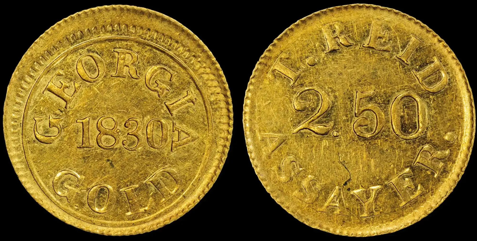 1830-Templeton-Reed-$2.50-Territorial-Gold-Piece,-PCGS-AU-58,-15-Known