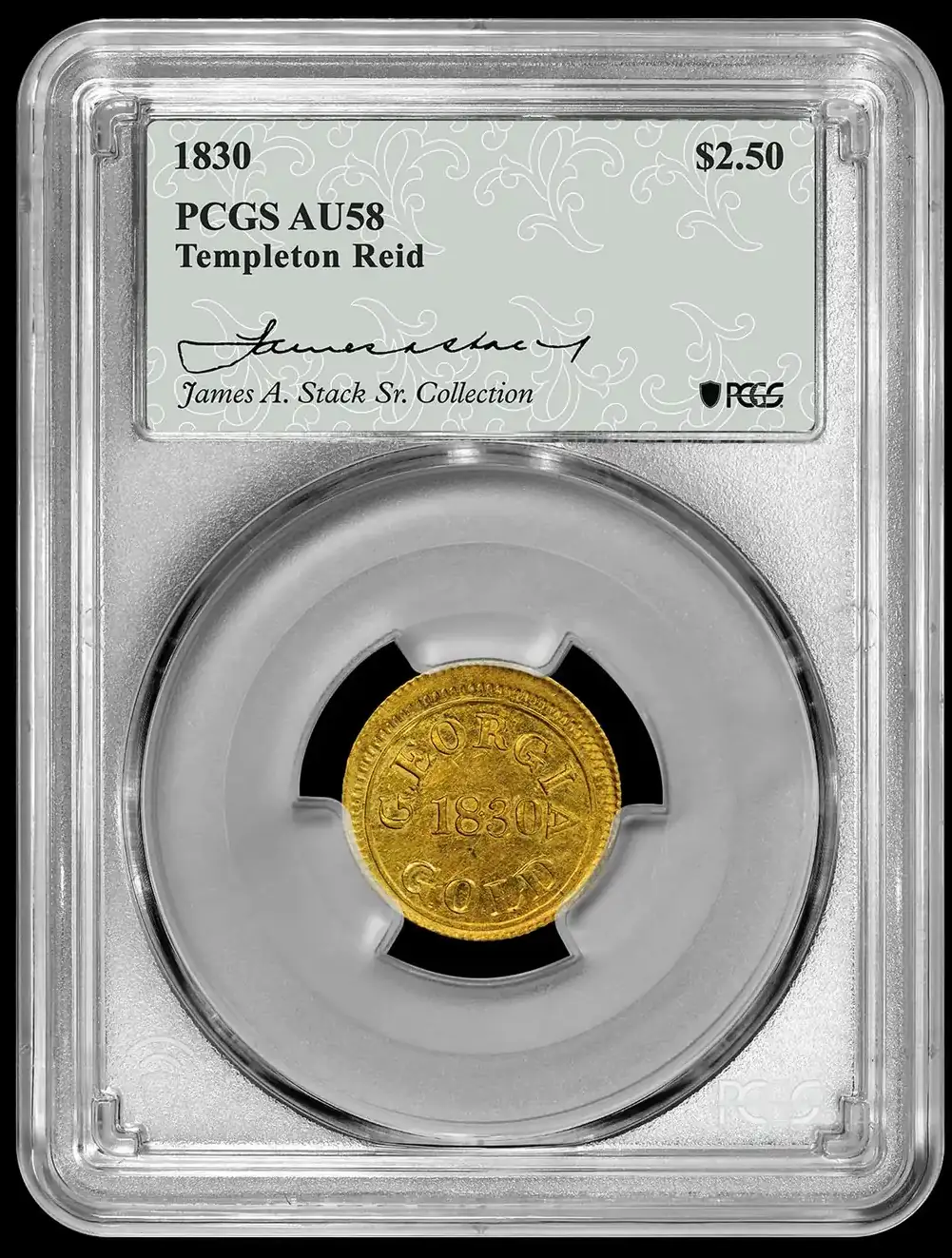 1830-Templeton-Reed-$2.50-Territorial-Gold-Piece,-PCGS-AU-58,-15-Known