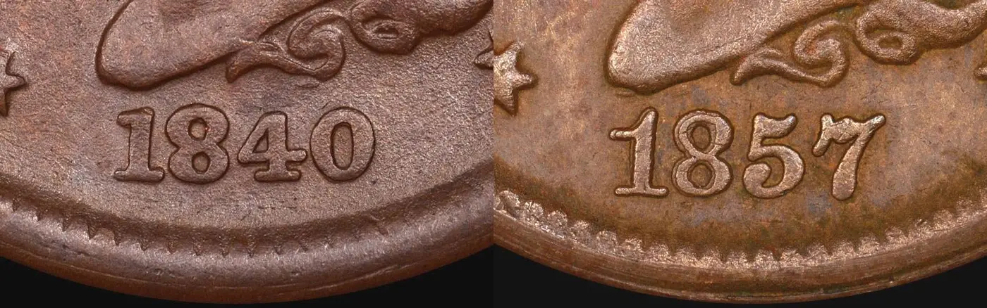 Counterfeit-Detection:-1840-And-1857-Large-Cents