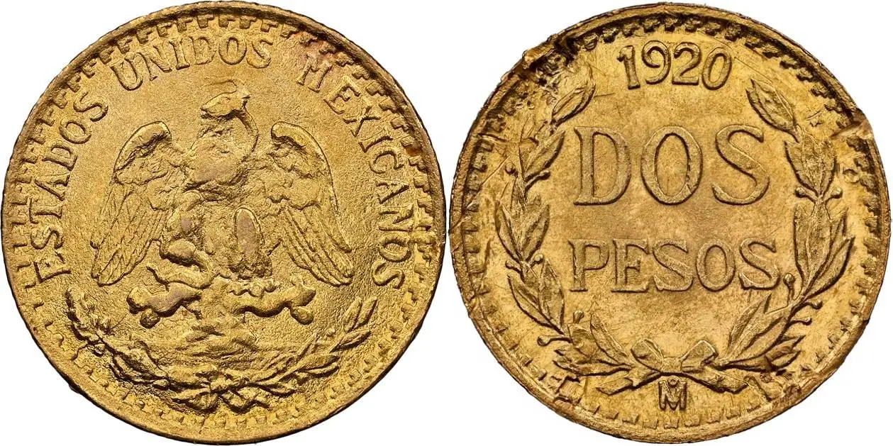 Counterfeit-Detection:-Mexico-1920-2-Pesos-Gold