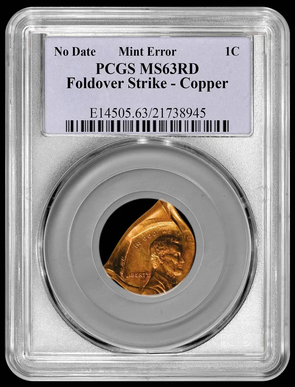 Copper-Lincoln-Memorial-Cent-Foldover-Strike-PCGS-MS-63RD