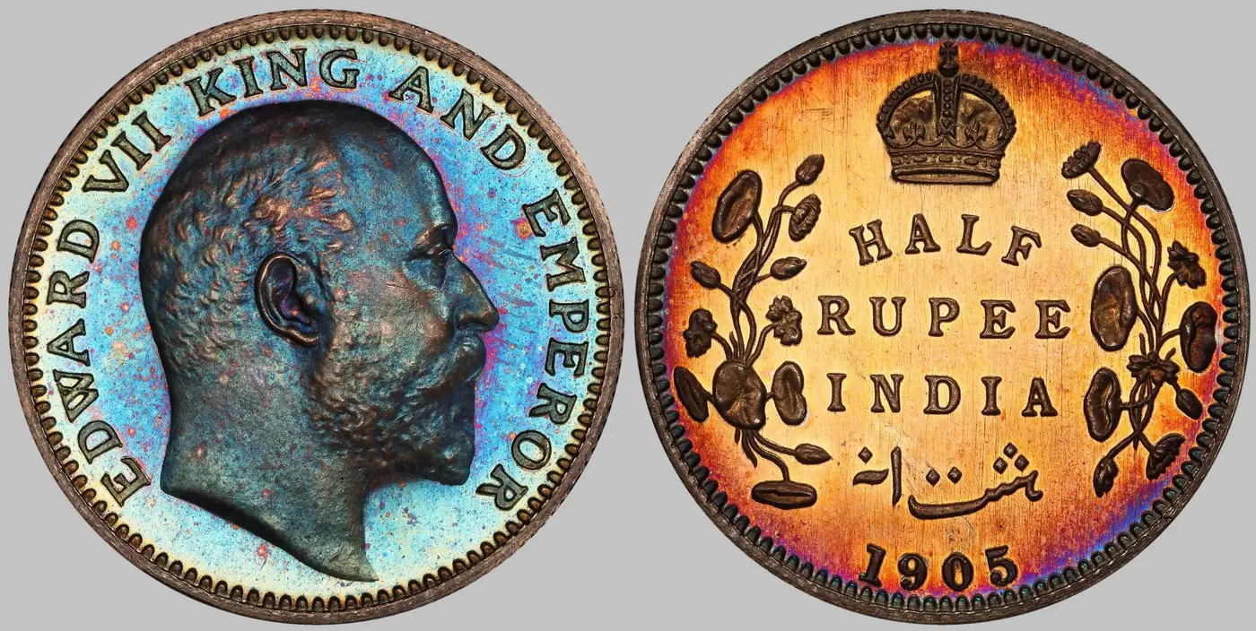 1905-C-British-India-Half-Rupee-PCGS-PR-64-Sw-7.57-Original